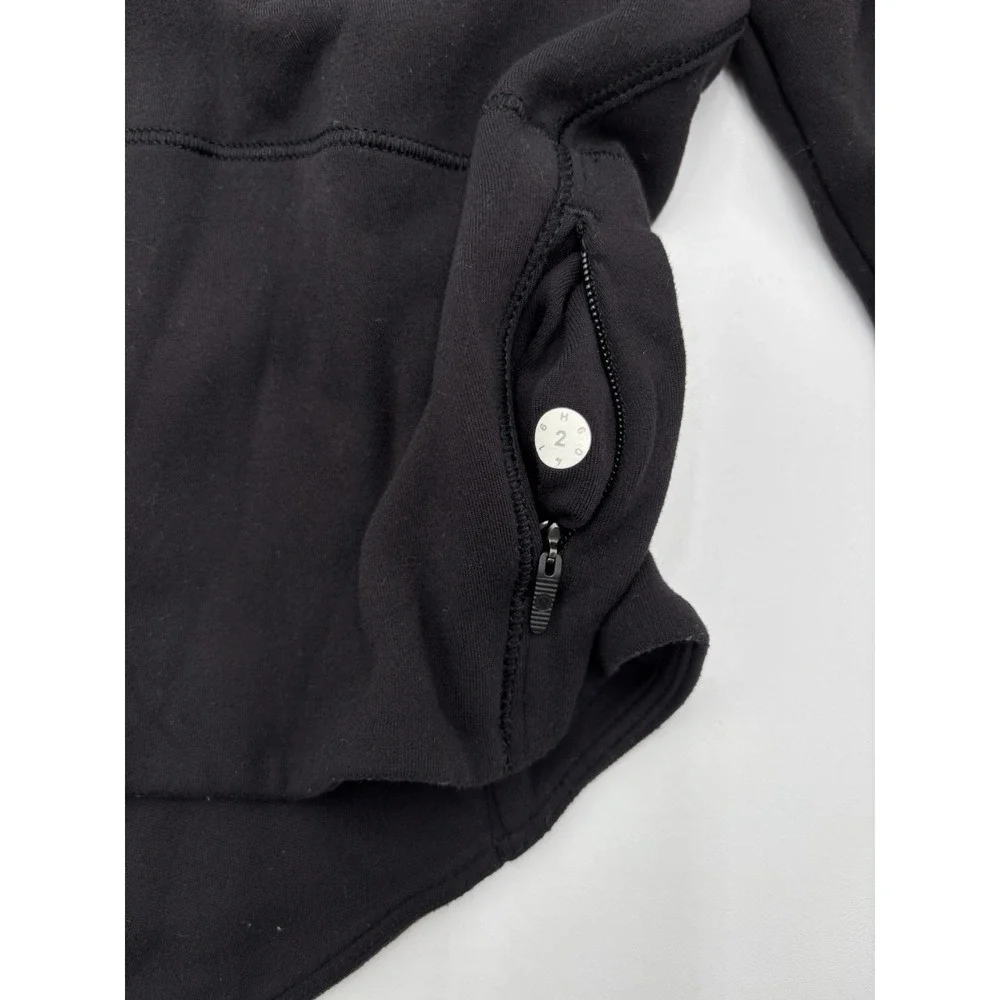 Lululemon Hill Valley Mock Neck Pullover Black Size 2 Thumbhole Zip Pocket